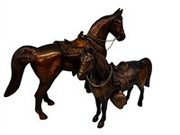 Group of Horse Figurines: Porcelain, Brass and Copper