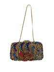 Off Park Collection Hand Beaded Rhinestone Coral Crystal Clutch