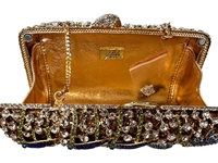 Off Park Collection Hand Beaded Rhinestone Coral Crystal Clutch