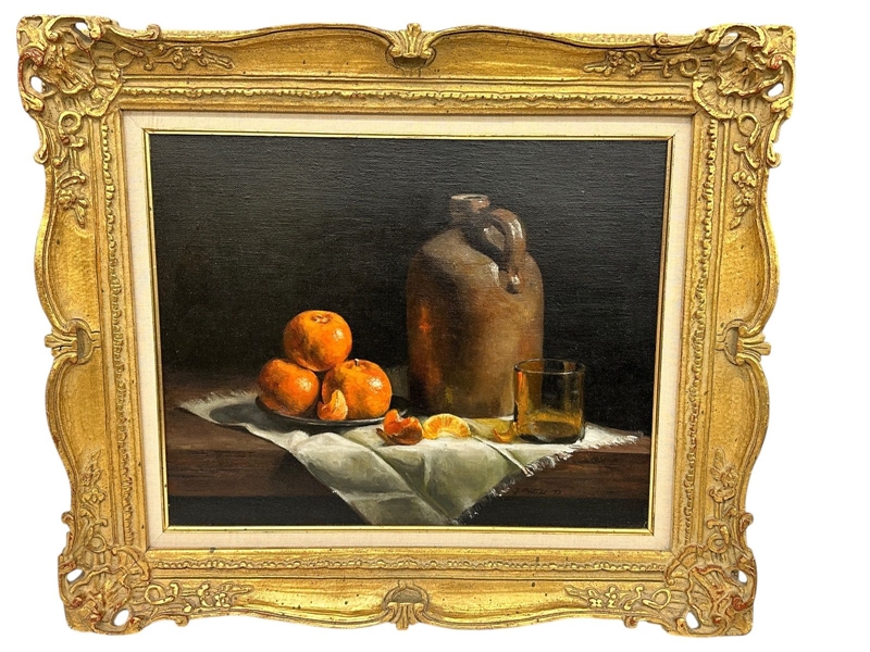 Joan Alex Potter (b.1935) Still Life Fruit Oil Painting Gilded Frame