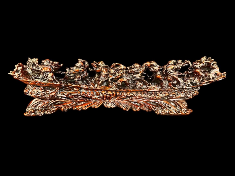 Chinese Boxwood Carved Figural Group 