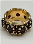 14k Gold and Emerald Cut Garnet Chunky Ring