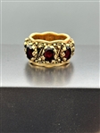 14k Gold and Emerald Cut Garnet Chunky Ring