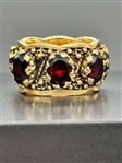 14k Gold and Emerald Cut Garnet Chunky Ring
