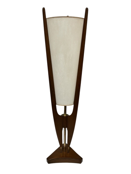 Arthur Jacobs For Modeline Mid Century Modern Sculpted Cone Lamp With Original Shade