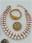 (2) Crown Trifari & Trifari Necklaces, Brooch, Bracelet