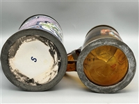 (2) Porcelain and Glass Tankards