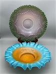 (2) Pieces of Glass Murano Art Glass, Victorian Satin Glass Bowl