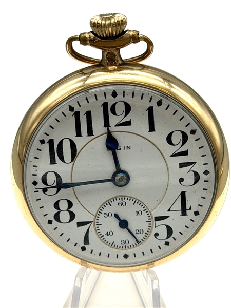 1922 Elgin 14k Gold Filled Pocket Watch Father Time