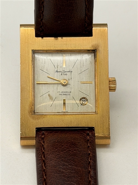 Henry Sandoz 17 Jewel Gold Filled Date Swiss Wrist Watch