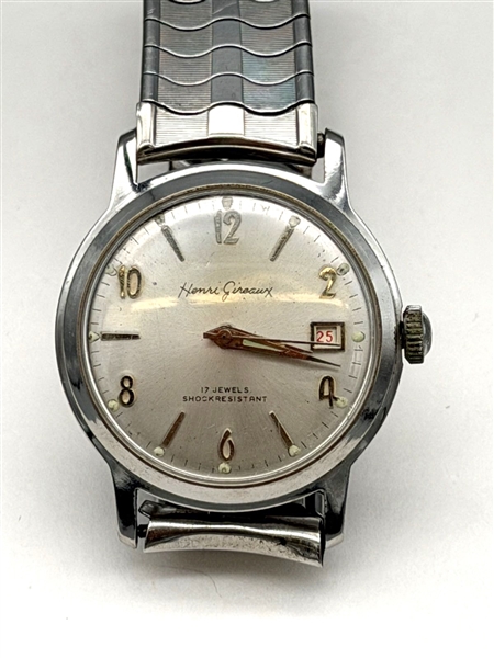 Henri Gireaux 17 Jewel Stainless Steel Wrist Watch