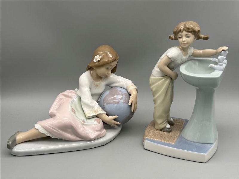 (2) Lladro Figurines: Clean Up Time 4838, World of Fantasy 5943