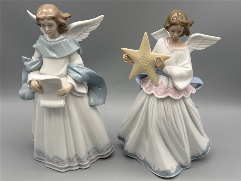 (2) Lladro Angel Figurines: Angel of the Stars 6132, Rejoice 6321