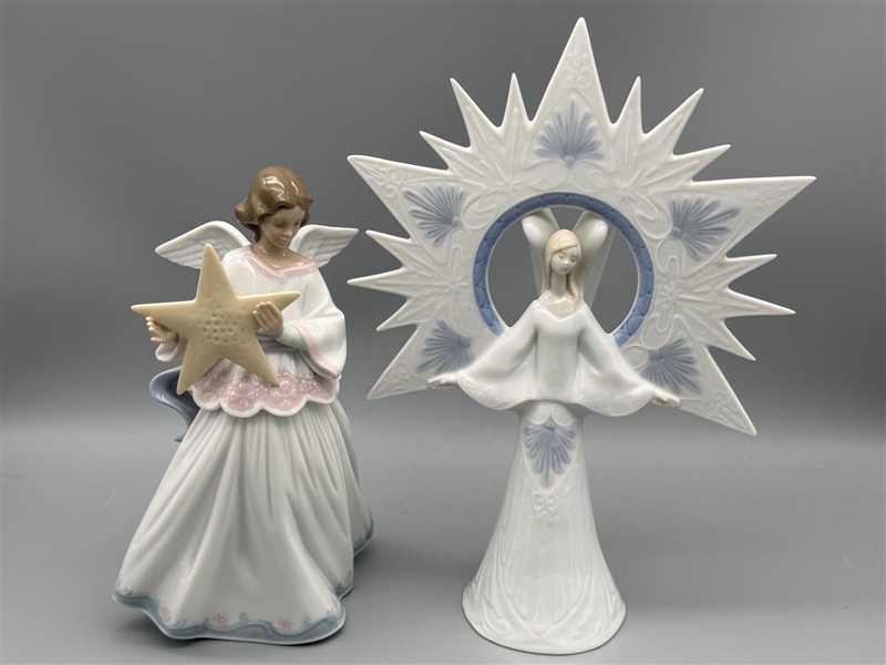 (2) Lladro Angel Figurines: Angel of Stars 6132, Angel of Light 6501