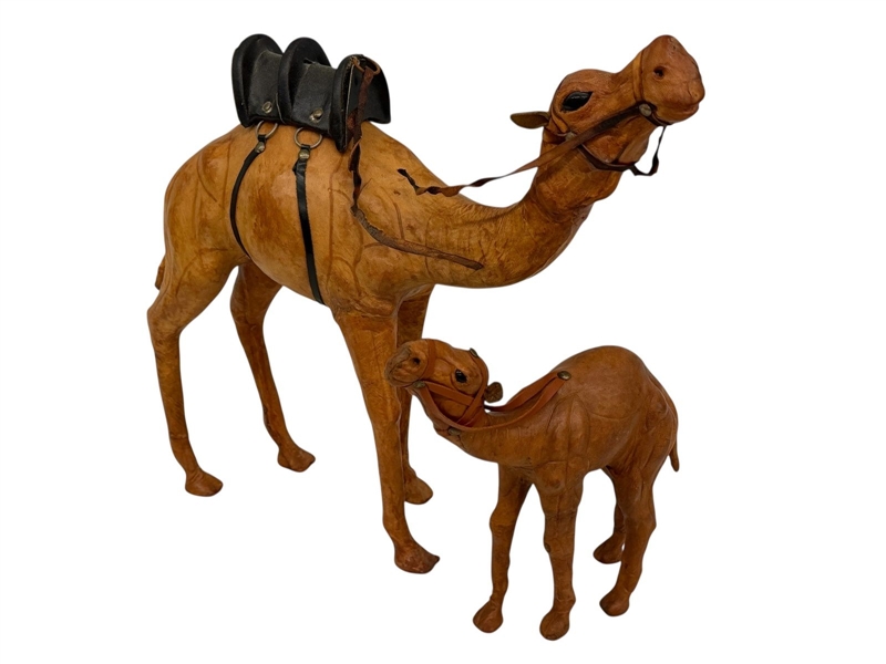 (2) Leather Wrapped Camel Figures