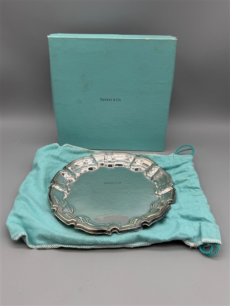 Tiffany and Company Silver Plate Plate With Bag and Box