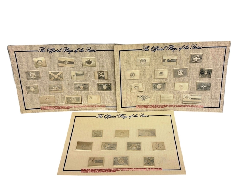 Franklin Mint Large "The Official Flags of The States" Sterling Silver Ingots