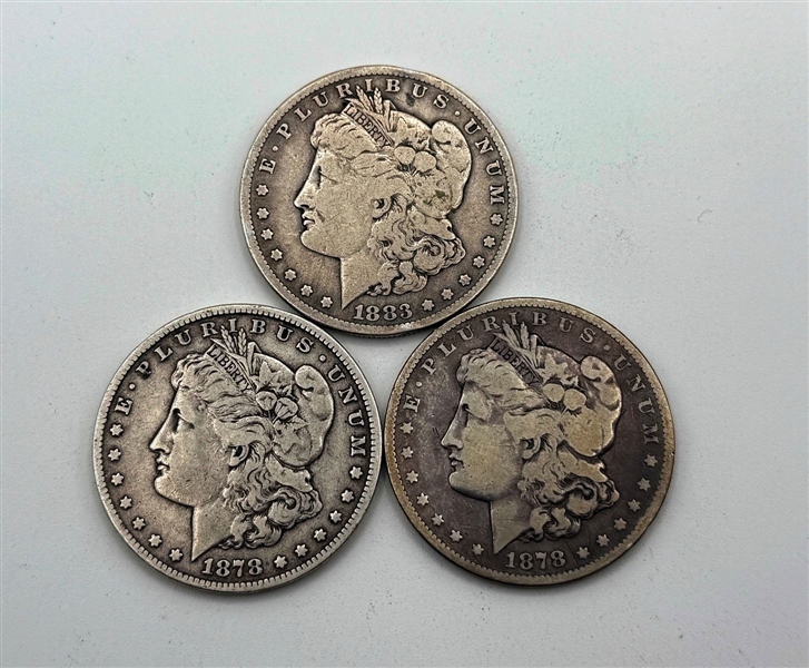 (3) Carson City Morgan Dollars, (2) 1878-CC (1) 1883-CC
