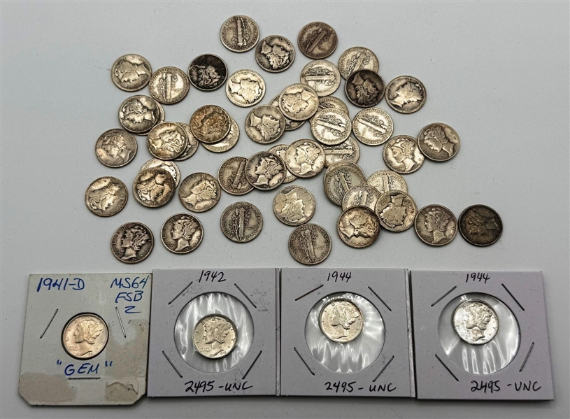Group of (52) Mercury Silver Dimes