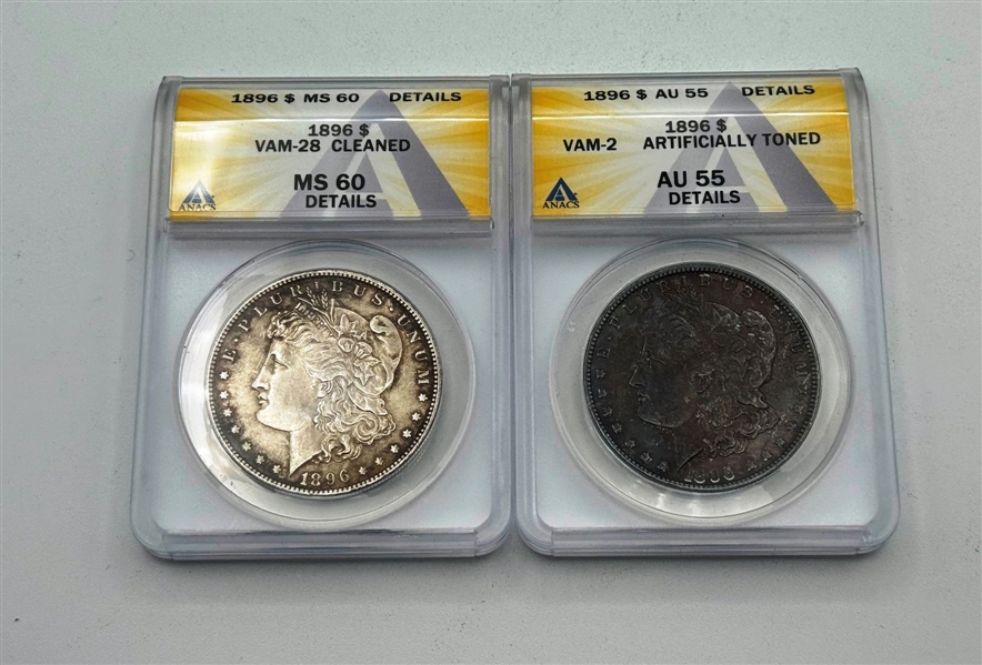 (2) Anacs Graded Morgan Silver Dollars