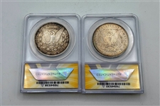 (2) Anacs Graded Morgan Silver Dollars