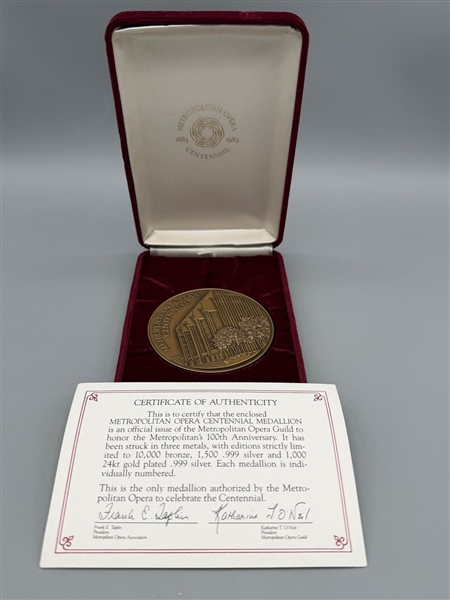 Metropolitan Opera 1983 100th Anniversary Bronze Medallion OB