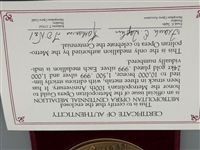 Metropolitan Opera 1983 100th Anniversary Bronze Medallion OB