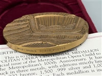 Metropolitan Opera 1983 100th Anniversary Bronze Medallion OB