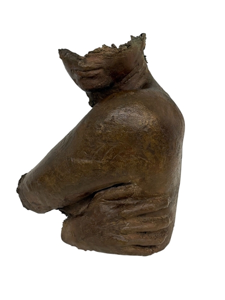 Contemporary Bronze Torso Sculpture Signed