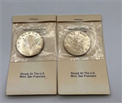 (2) 1973 Republic of Panama One Balboa Silver Proofs Struck by US Mint