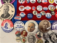 Group of Political Buttons Truman, Wilson, Teddy Roosevelt, Kennedy, Taft, William Bryan