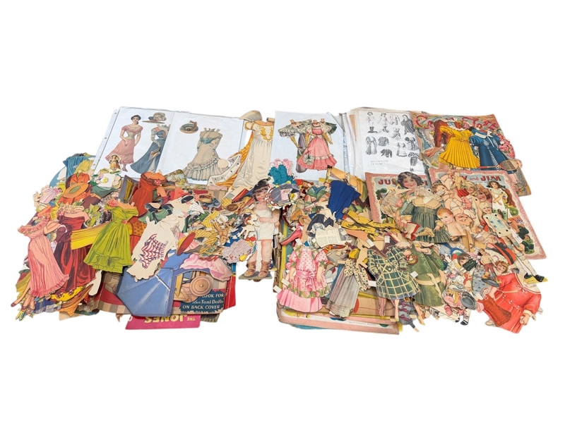 Large Group of Vintage Used Paper Dolls