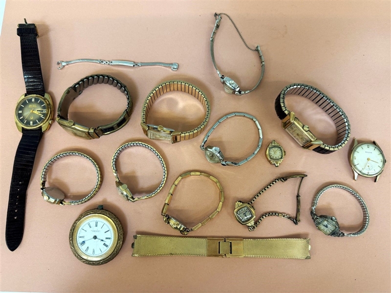 (14) Group of Gold Filled Mens and Ladies Watches