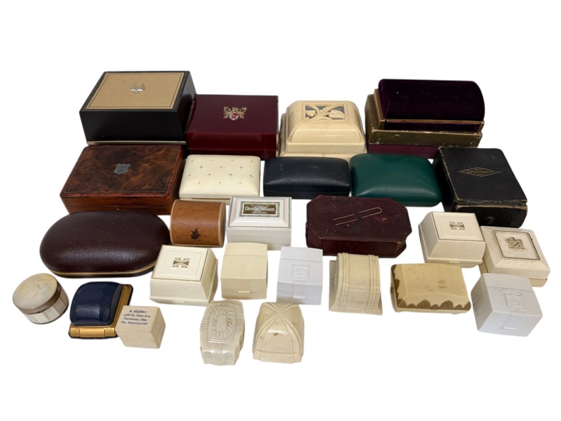 Group of Vintage Jewelry Boxes: Celluloid, Elgin, Bulova, Others