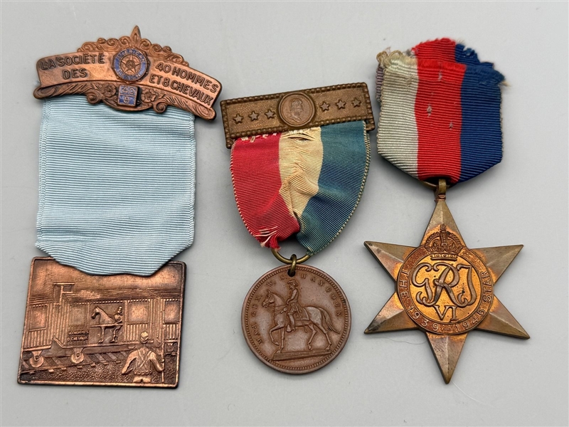 (3) US, British Medals: American Legion, Campaign, Hancock