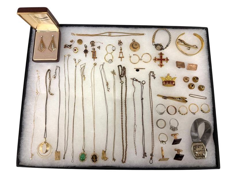 Large Tray of Gold Filled Jewelry