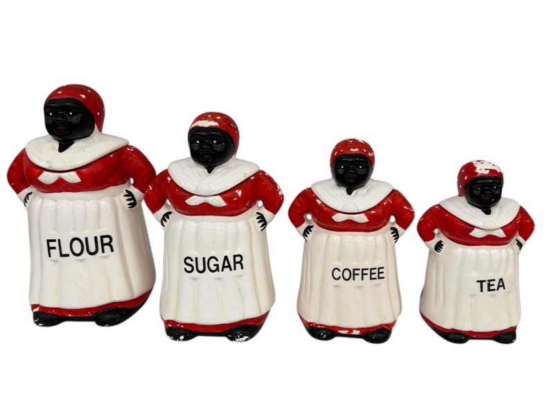 (4) Black Americana Canister Set