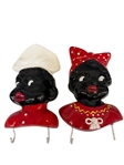 (2) Black Americana Cookie Jars, (2) Chef Wall Hangers