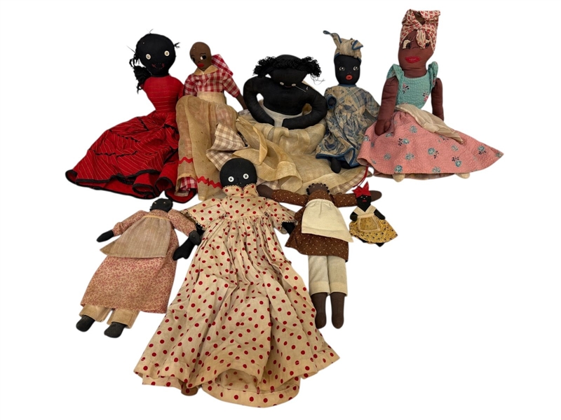 (9) Black Americana Hand Made Dolls
