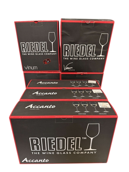 (7) Boxes of Riedel Wine Glasses New