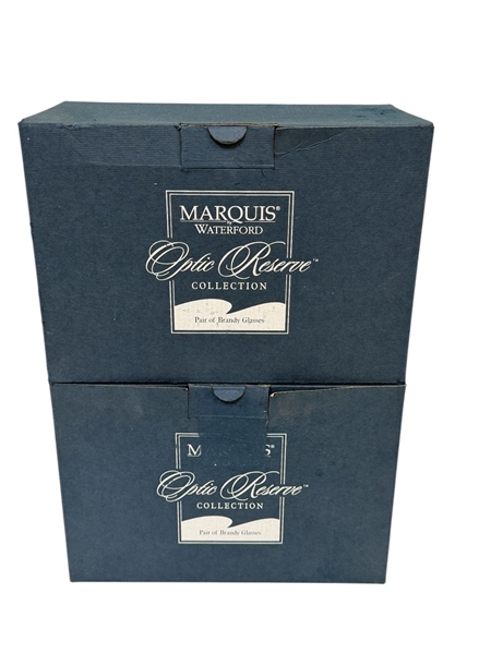 (2) Boxes Waterford Marquis Crystal Brandy Glasses
