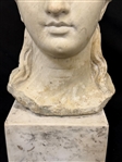 Roman Marble Head of a Woman on Marble Plinth