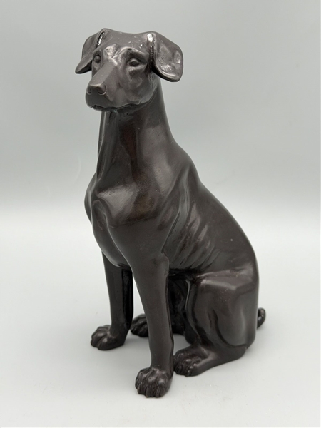 Bronze Sitting Dog Sculpture