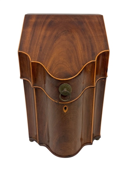Vintage Mahogany Cutlery Box With Brass Mounts