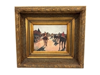 Heavy Gesso Gilt Frame With Jockey Print on Canvas