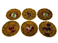(6) Majolica Sarreguemines French Fruit Plates
