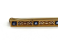 14k Gold Bar Brooch With (6) Topaz
