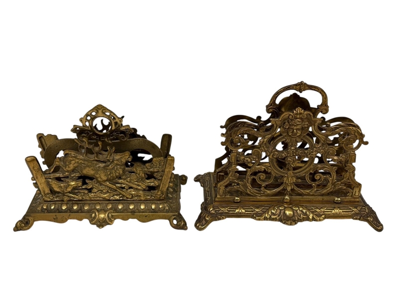 (2) Brass Letter/Napkin Holders