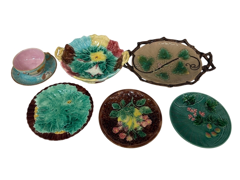 Group of Majolica Dishes