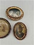 (5) Victorian Gold Filled Mourning Photo Brooches (2) With 10k Gold Rims